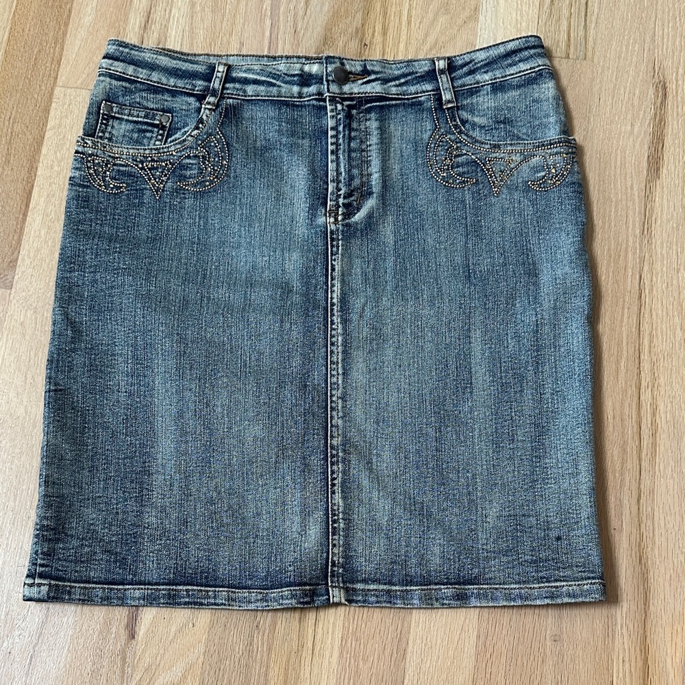 Cache Blue Denim Pencil Skirt